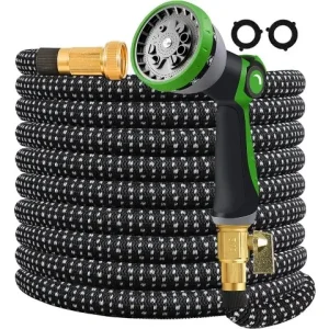 100ft Backyard Hose with 10-Setting Nozzle for Gardening